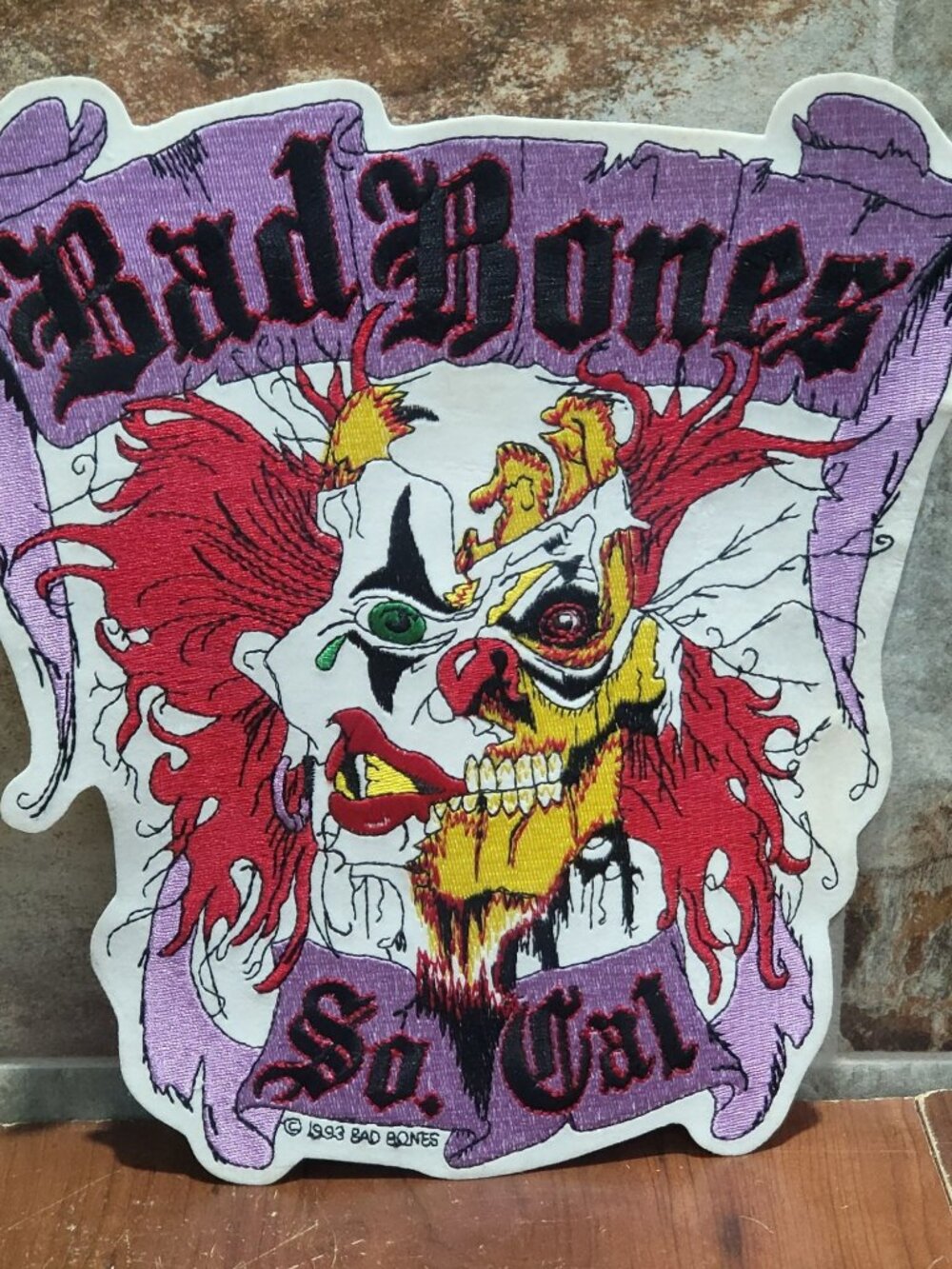 Vintage 1993 Bad Bones Southern California Embroidered Clown Skull Patch